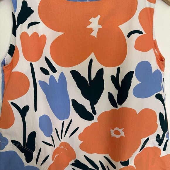 Marimekko for Uniqlo Women’s Fuzzy Peach Blue Pine Green Abstract Large Print Fl - Picture 4 of 10
